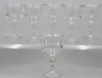 6 wine glasses, colourless glass with prunts, probably older, approx. H 13.5 cm