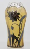 Art Nouveau vase, silver overlay in floral form, approx. H 17.5 cm