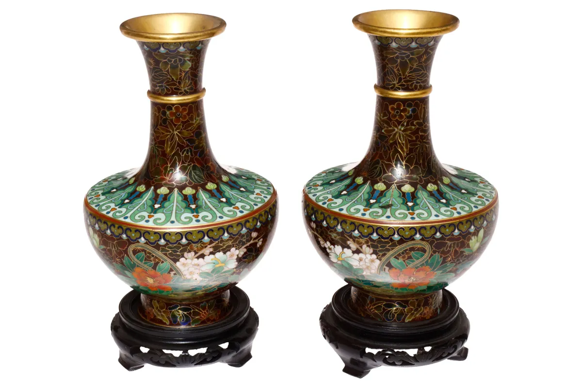 Paar Chinese cloisonné vazen