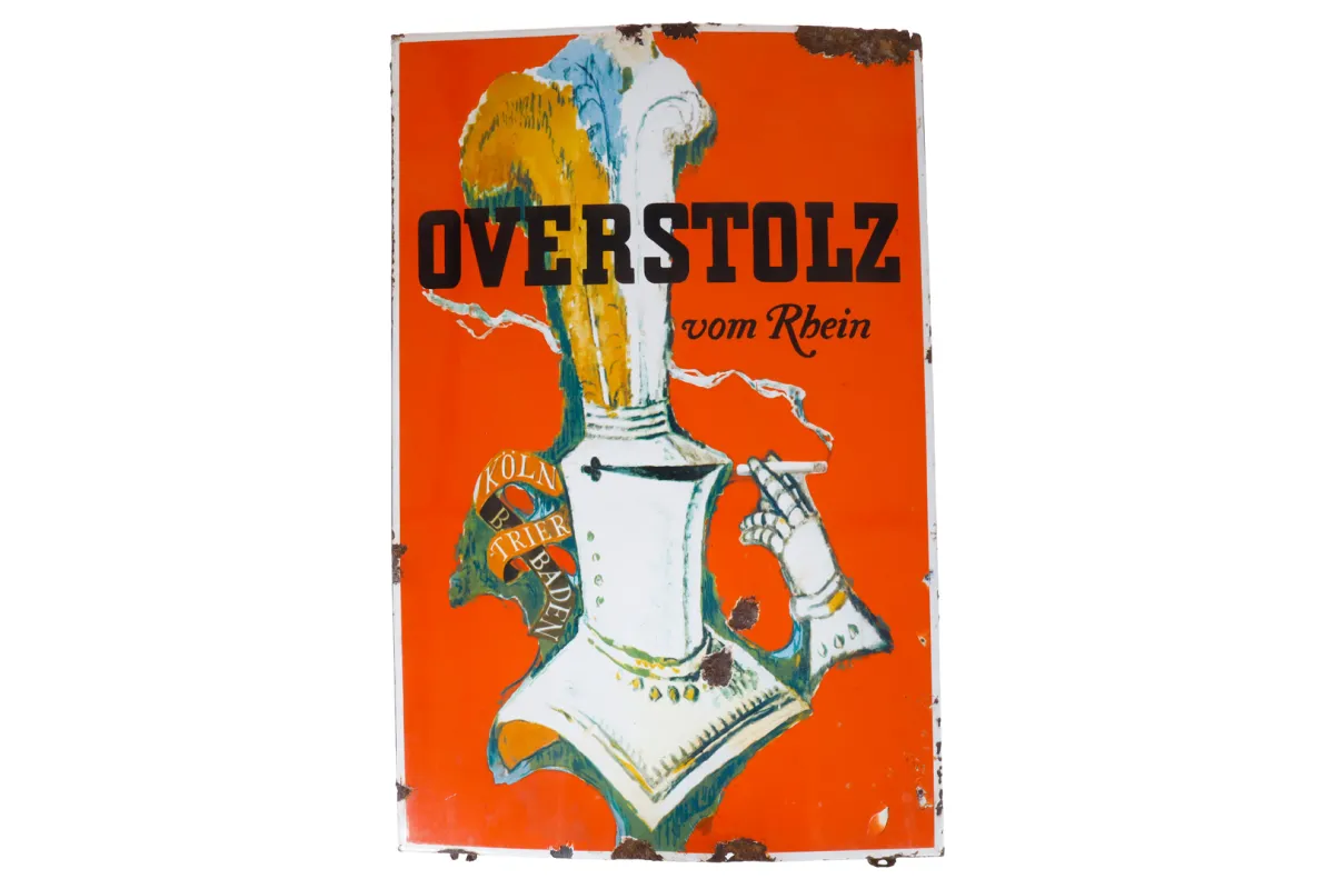 Geëmailleerd reclamebord "Overstolz"