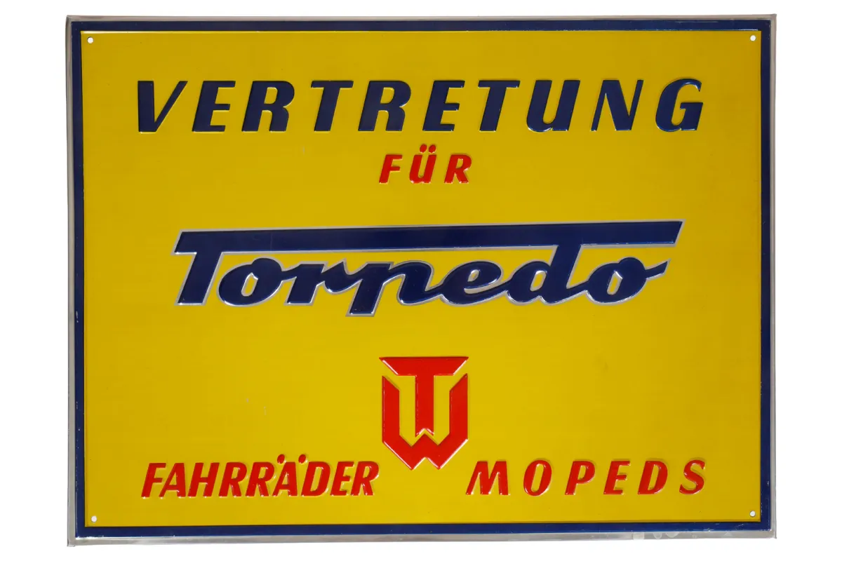 Metalen reclamebord "Vertretung für Torpedo"