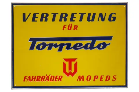 Metalen reclamebord "Vertretung für Torpedo"