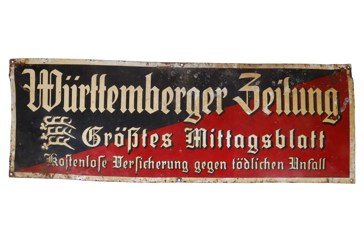Reklamní smaltovaná tabule „Württemberger Zeitung“