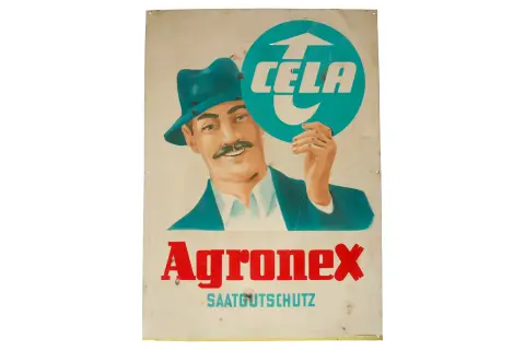 Reclame geëmailleerd bord Cela Agronex
