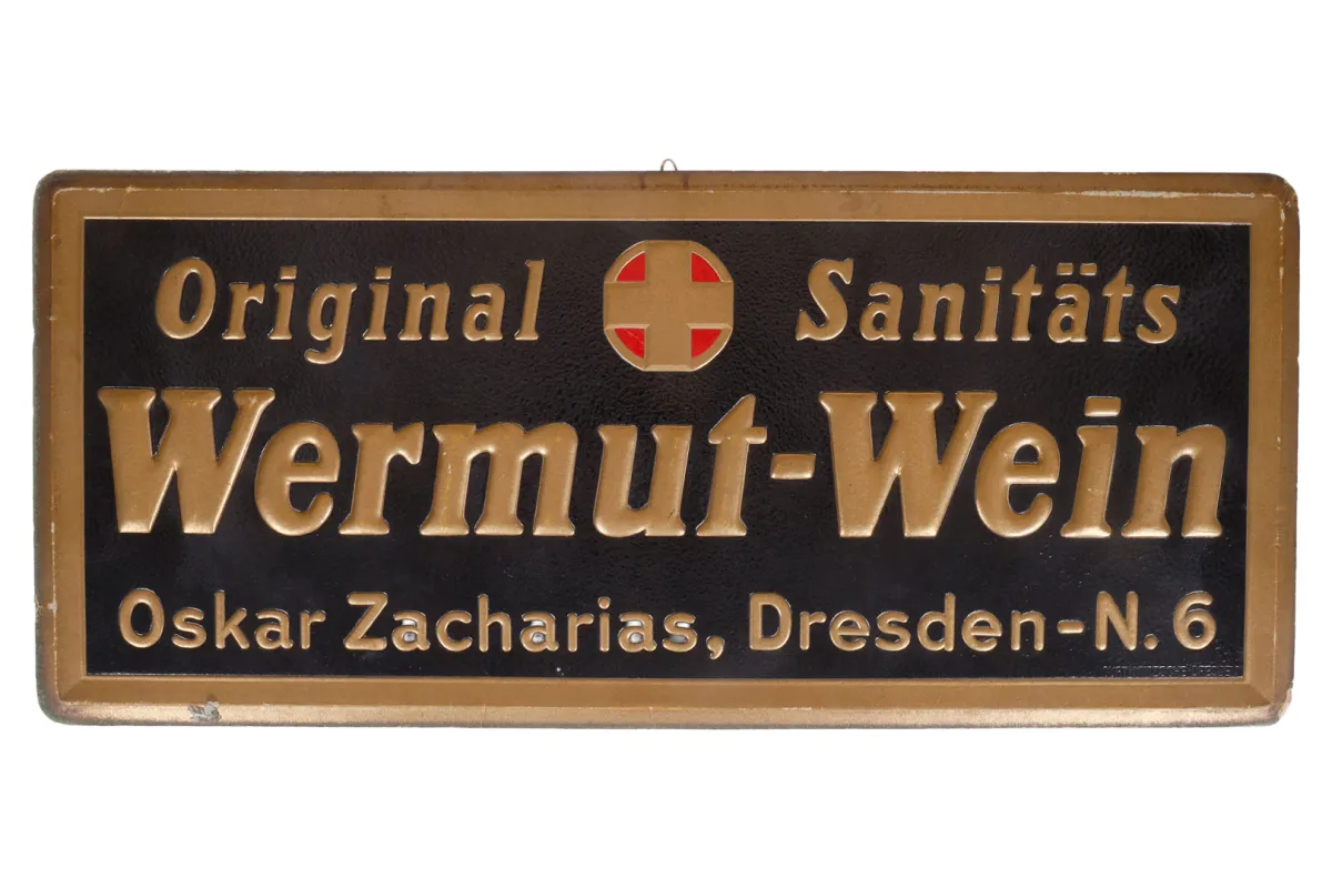 Embosovaný reklamní karton „Wermut Wein”