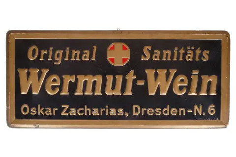 Geëmbosseerd reclamekarton "Wermut Wein"