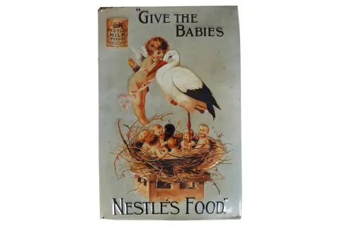 Geëmbosseerd reclamebord van blik "Nestles Food"