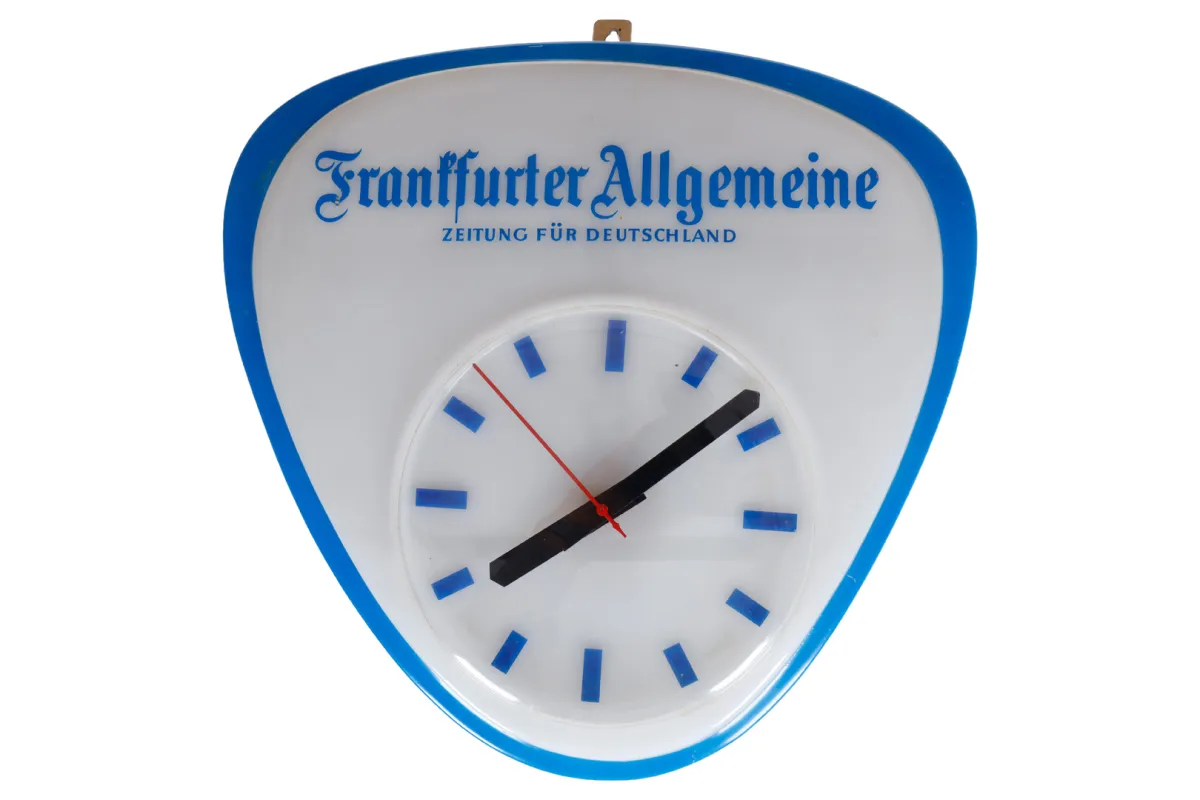 Elektryczny zegar ścienny reklamowy „Frankfurter Allgemeine”