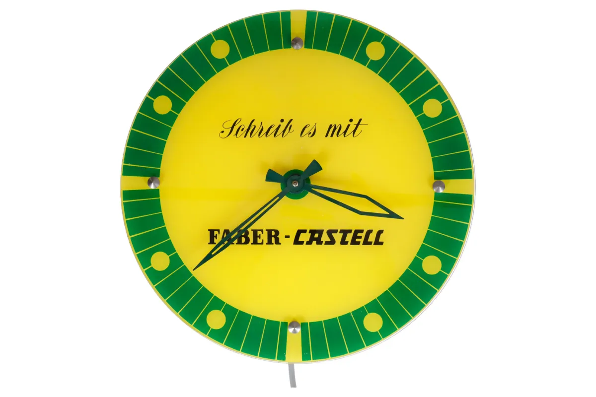 Elektrische reclamewandklok "Faber Castell"