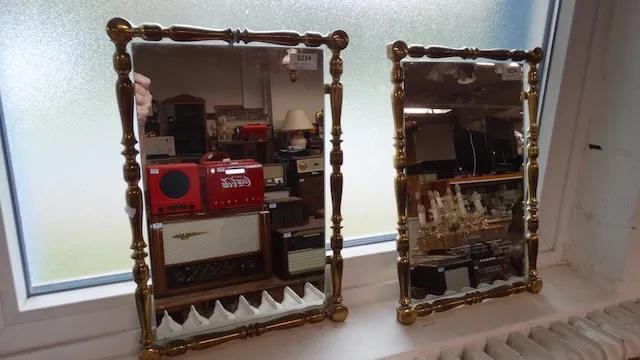2 small brass wall mirrors