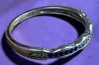 schmaler Silberring-925-, mit blauen und klaren Steinen, RG 54, 1,23 gr.
