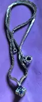 Zilveren collier 925 met blauwe/witte saffieren, L 43 cm, 10,92 gr