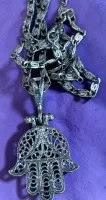 Zilveren ketting 925 met Hamsa-hand hanger, 6,18 gr