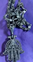 Zilveren ketting 925 met Hamsa-hand hanger, 6,18 gr