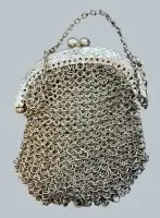 Malá stříbrná řetízková peněženka, testováno, cca 5,5x4 cm, 20 g, velmi dobrý stav