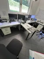 1 desk system with 2 workstations and 2 mobile filing cabinets