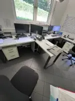 1 desk system with 2 workstations and 2 mobile filing cabinets
