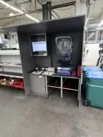 1 work table with enclosure, PC and monitor