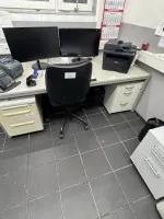 1 desk with 2 mobile filing cabinets and office chair