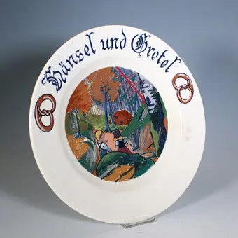 Nástěnný talíř / sběratelský talíř Hänsel & Gretel, keramika, Německo.