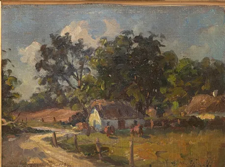 VIGGO PEDERSEN (1854-1926). Sommerlandschaft mit Bauernkate.