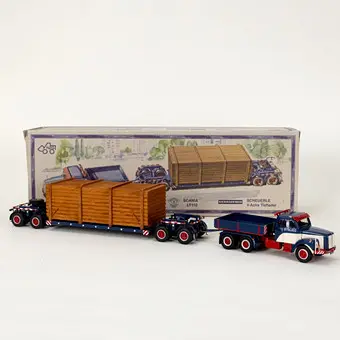 Model NZG, Scania, 4-nápravový podvalník v originálním balení.