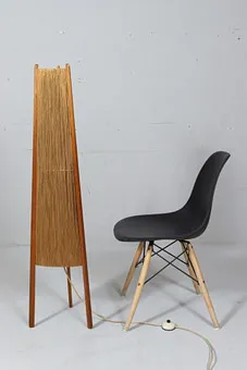 Торшер Mid Century, сисаль/тик в стиле бохо, Temde, Швейцария, 1960-е годы.
