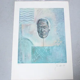 ENZO CINI (1921-2002). Farblithographie, '' Kopfskulptur'' H. L, (1983).