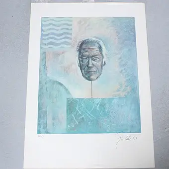 ENZO CINI (1921-2002). Цветная литография, ''Скульптура головы'' H. L, (1983).