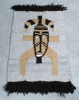 Alpaca wool rug, Peruvian textile art.