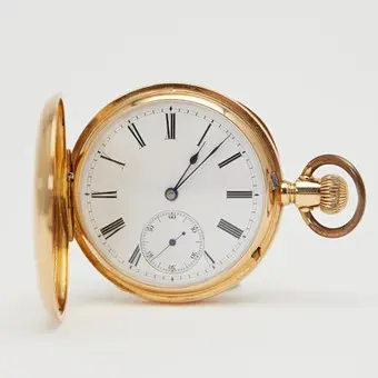 A. LANGE & SÖHNE GLASHÜTTE. Zegarek kieszonkowy savonnette, złoto żółte 750, około 1881, Niemcy.