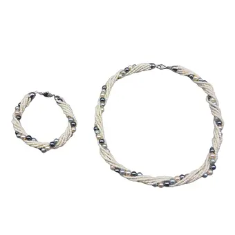 Jewellery set consisting of pearl necklace and pearl bracelet.