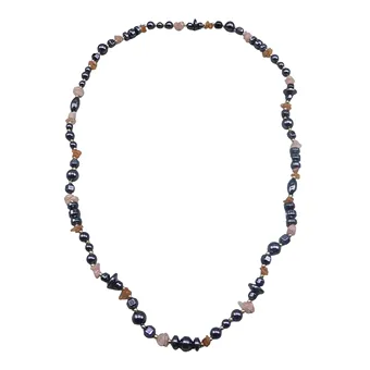 Necklace made of hematite beads and rose quartz.