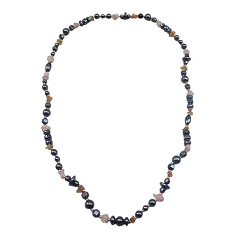 Necklace made of hematite beads and rose quartz.