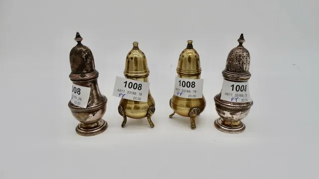 4 солонки, 2 из них серебряные