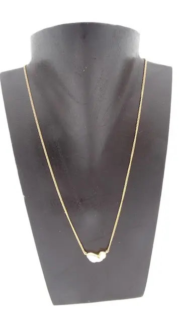 1 damesketting 585 goud met parel hanger