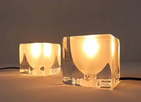 PEILL & PUTZLER. 2 table lamps by Peill und Putzler, Germany, 'Ice Cube', 1970s.