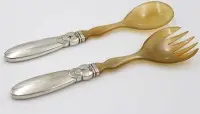 طقم سلطة، Cactus، Georg Jensen، مقابض فضية، 1931، الطول 20.5 سم
