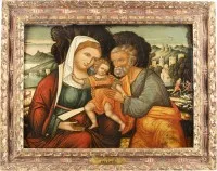IOANNIS OGSÅ JOHANNES ELLER GIOVANNI PERMENIATIS | Stor og fin ikon med den hellige familie