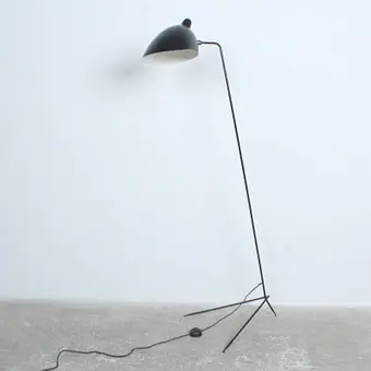 SERGE MOUILLE. Einarmige Stehlampe der 1960er Jahre, Frankreich.