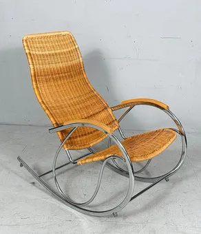 Schaukelstuhl/Schaukelsessel im Bauhausstil, Italien, 1980er Jahre.