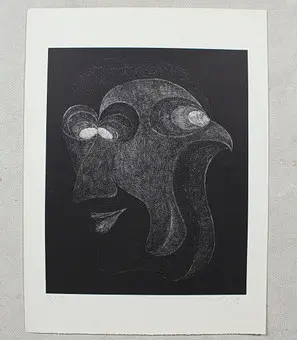 Unbekannter Künstler. 'Two-faced', Radierung, limitiert, Ed. 8/23, signiert, (1973).