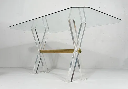 Hollywood Regency Esstisch/Plexiglas, Deutschland, 1980er Jahre.