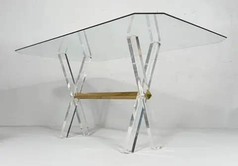 Hollywood Regency Esstisch/Plexiglas, Deutschland, 1980er Jahre.