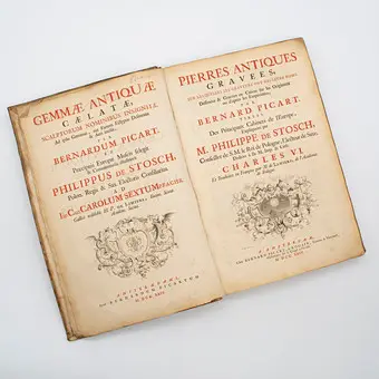 Bernard Picart og M. Philippe de Stosch, graverede antikke sten, antik bog, Amsterdam, 1724, på latin og fransk