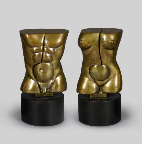 Miguel Berrocal, je sig., Algaidas 1933 – 2006 Antequera, „Otto y Otra“, zwei Bronzen, teils poliert, je 153/999, Gießereistempel Venturi…