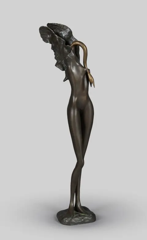 Bruno Bruni, mon., Gradara 1935 – tätig in Hamburg, „Il vittoria di Giove – Leda mit dem Schwan“, Bronze, braun patiniert, Gießereistempel…