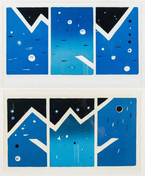 Viktoria Danilianskaite, r.u.handsig., dat. 1992 bzw. (19)91, geb. 1951 – tätig in Litauen, „Tylos Klausymasis I und II“, je betitelt,…