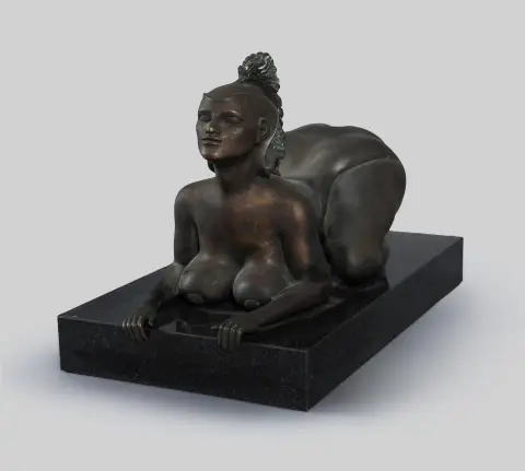 Ernst Fuchs, sig., Wien 1935 – 2015 daselbst, „Sphinx“, Bronze, 633/1.000, Gießereistempel Venturi Arte, 19,5 x 35 x 16,5 cm, auf…