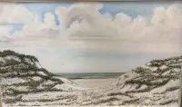 Monogram STO ili slično, 1972, pejzaž s dinama, vjerojatno Sylt, ulje/platno, uokvireno, dim. 60x95 cm